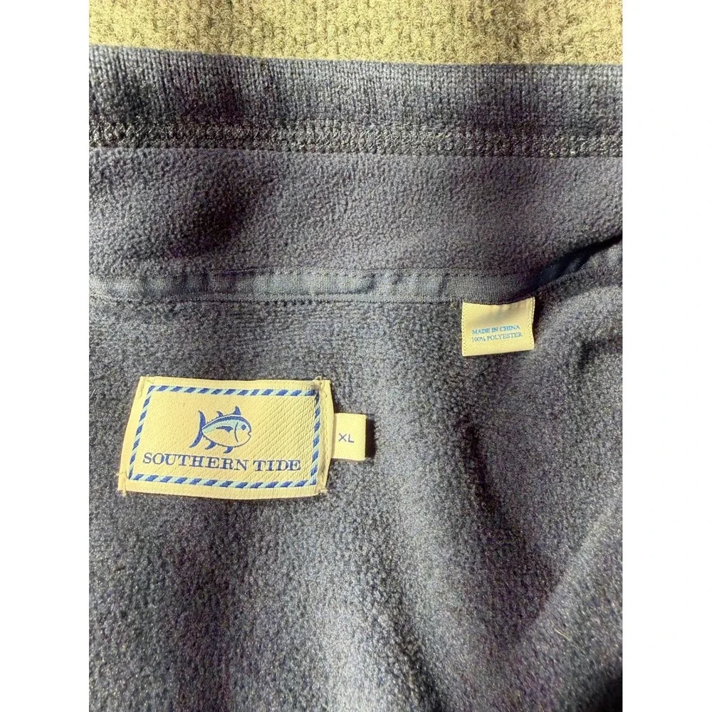 Southern Tide Mens XL Quarter Zip Fleece Pullover Blue Heather 20818-3950